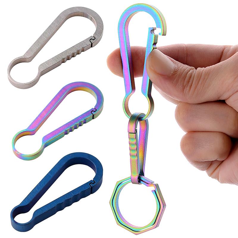 1Pc Titanium Alloy 5.9CM Buckle Hook Backpack Hook Clip Outdoor Keychain Climbing Carabiner