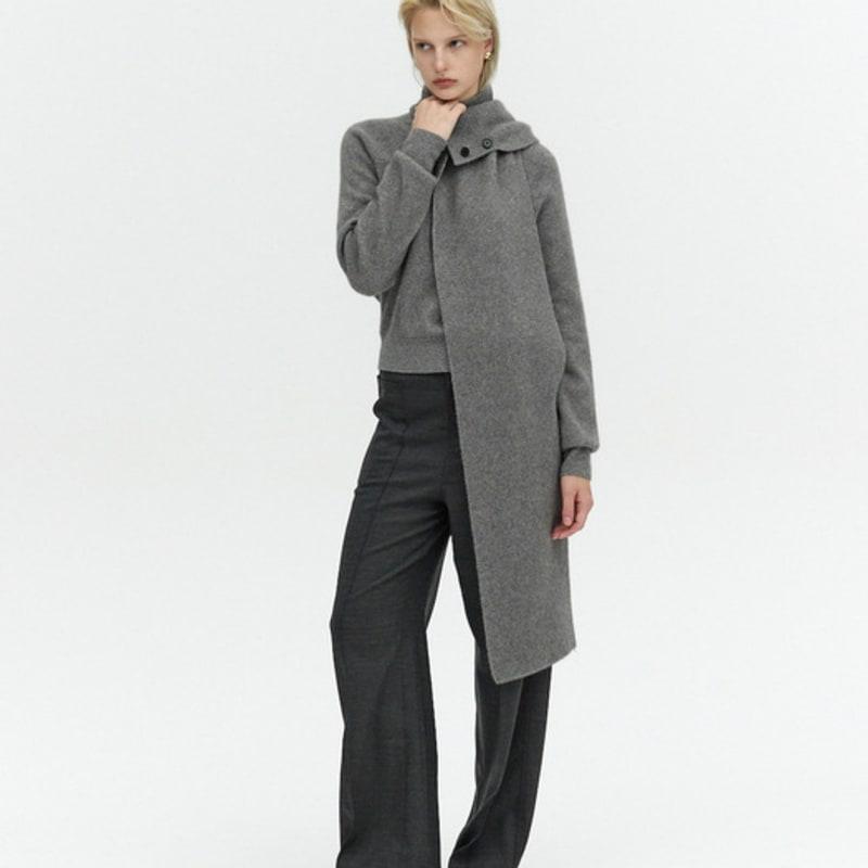 L’H.A.S TWO-BUTTON KNIT MUFFLER_GRAY