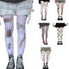 Whimsy Cute Printed Opaque Tights Stockings for Women Japanese Elegant Gothic Grunge Patterned White Pantyhose Leggings