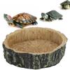 Reptile Water Dish Food Bowl Synthetic Resin Round Pet Eating Pot for Tortoise Terrapin