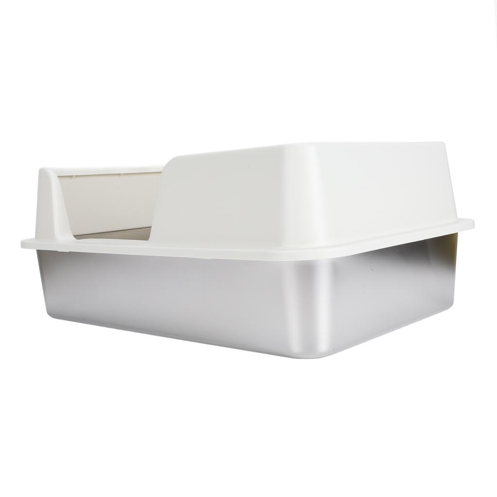 Stainless Steel Litter Box High Sides Anti Splashing Easy To Clean Enclosed Cat Litter Box for Small Medium Cats