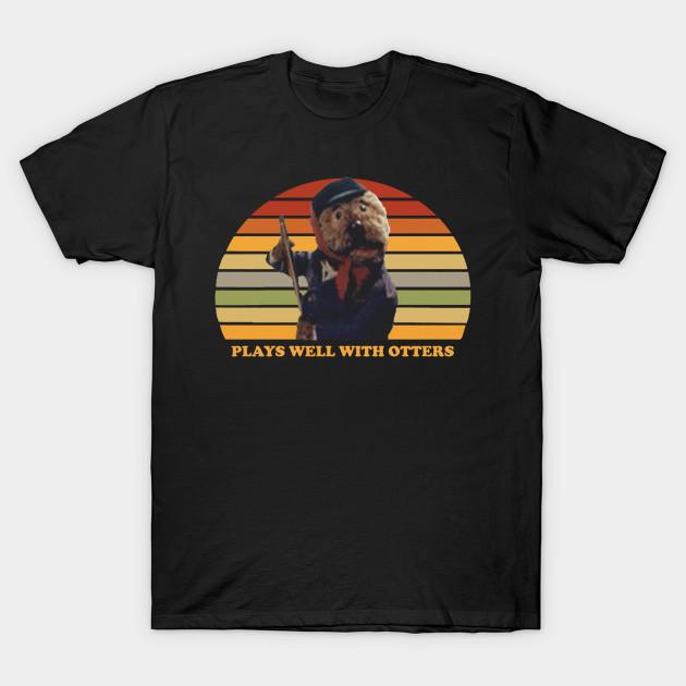 

Men Black Print T-shirt Emmet Otter - Plays Well With Otters No-Cut Transfer Paper Print Cotton Tshirt M чорний