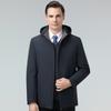 Jacket for Men In Autumn and Winter, Middle-aged Men's Mink Velvet Lining, Removable Hood, Thickened Velvet, Fashionable and Versatile Jacket