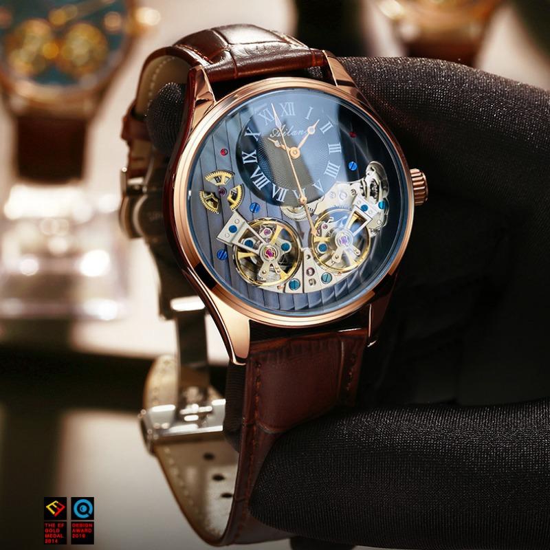 AILANG New Swiss Double Tourbillon Automatic Mechanical Watches Genuine Men's Watches