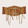 Lace Corset Punk Black Wide Belt With Chain Pu Leather Slimming Body Belts for Women Elastic High Waist Belt Female Cummerbunds