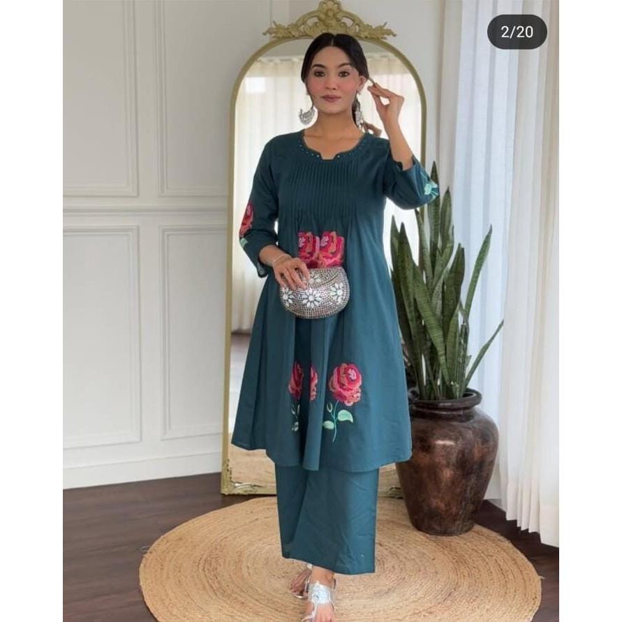 Women Bollywood Kurta Pant Set Party Wear Designer Top Tunic Kurti Indian Ethnic 2379