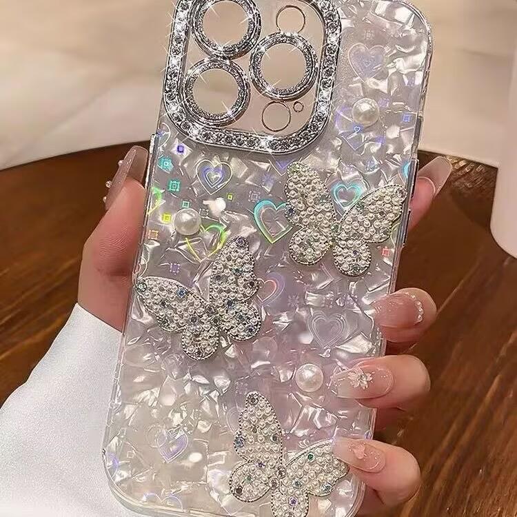 Shell-patterned Case for IPhone 11, Apple 17 Pro Max, 13mm Pearl Bow, 12/15mm Pro