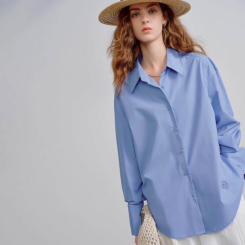 Chuyu Women's Floral Embroidered Pure Cotton Casual Shirt