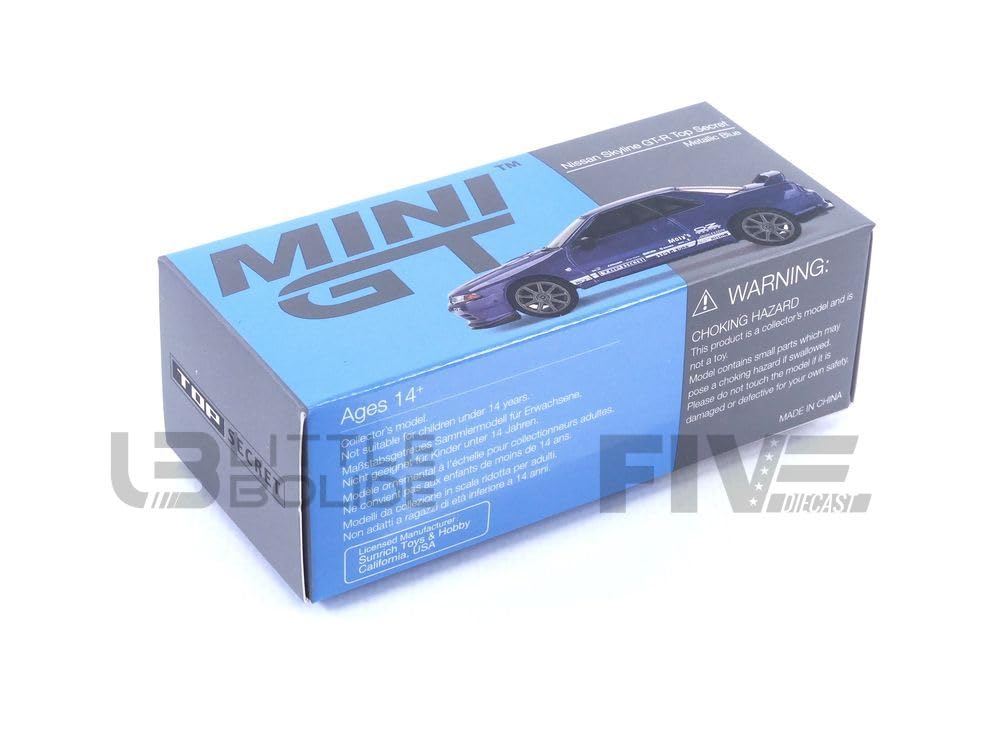 TrueScale Miniatures MINI GT 1/64 Scale Nissan Skyline GT-R VR32 Top Secret Metallic Blue Right-Hand Drive Finished Model