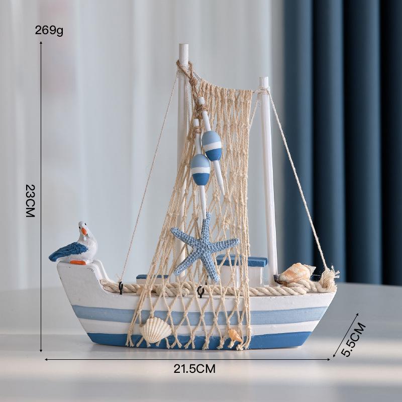 Porzellan Segelschiff Modell im mediterranen Stil - Kreative Holz Heimdeko Ornamente