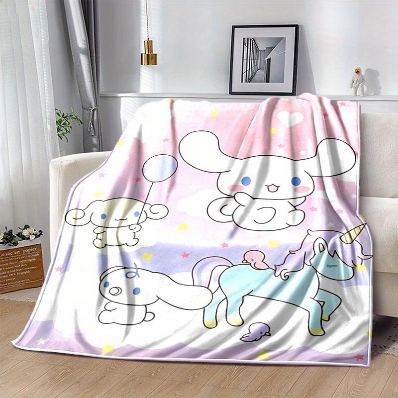 1pc, Sanrio Adorable Unicorn and Bunny Home Decor Blanket: Perfect Gift for Bedroom, Living Room, Travel, Camping, Car, Beach, Office Nap, Cozy Flanne