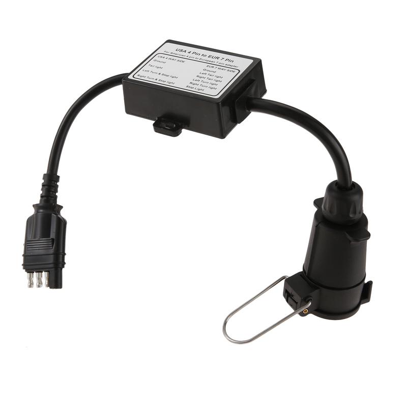 1Pc Trailer Light Converter American 4-Way Flat Plug to 7‑Pin European Round Plug Connector Stop/Brake Signal Separating