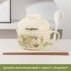 Ceramic Instant Noodles Bowl with Lid And Handle Dormitory Student Microwave Safe Soup Bowl Personal Special Bowl Cartoon Design
