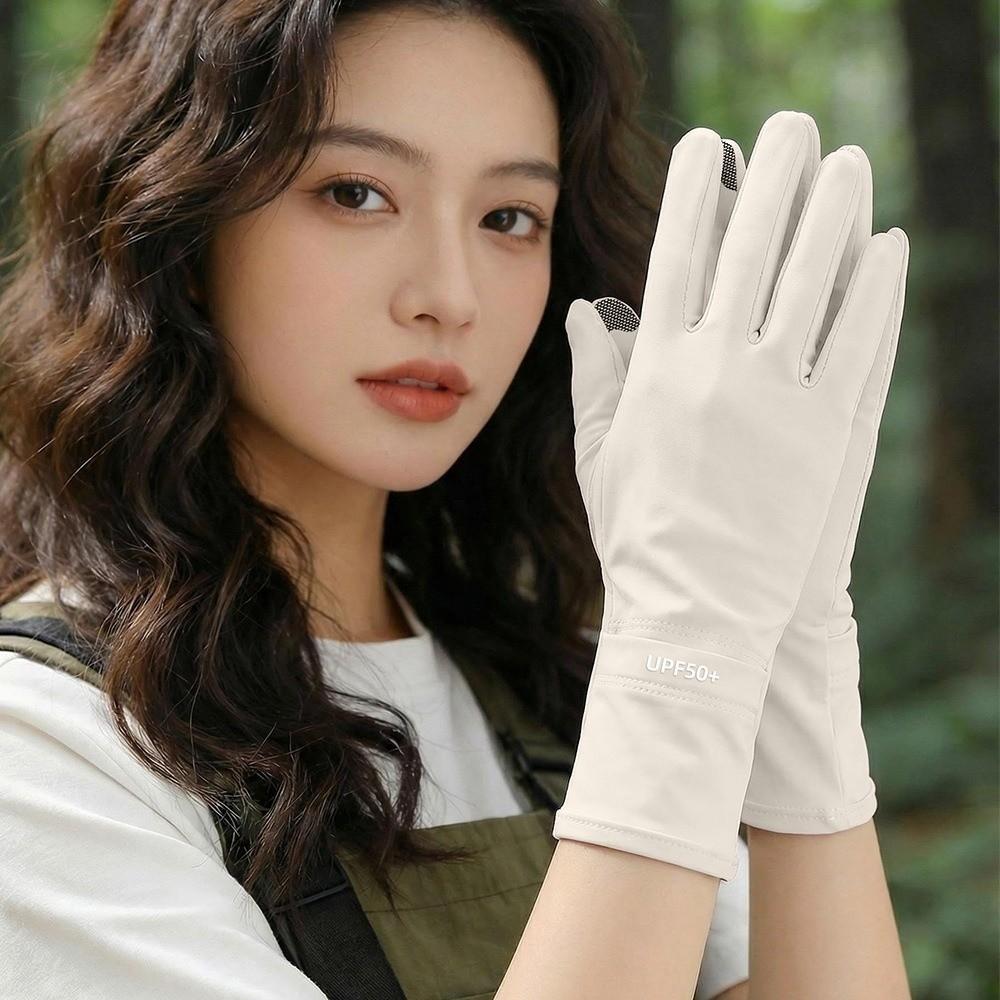 Fashion Thin Fullfinger Sunscreen Gloves UV Protection Anti Slip Driving Gloves Ice Feeling Extended Length Cycling Gloves