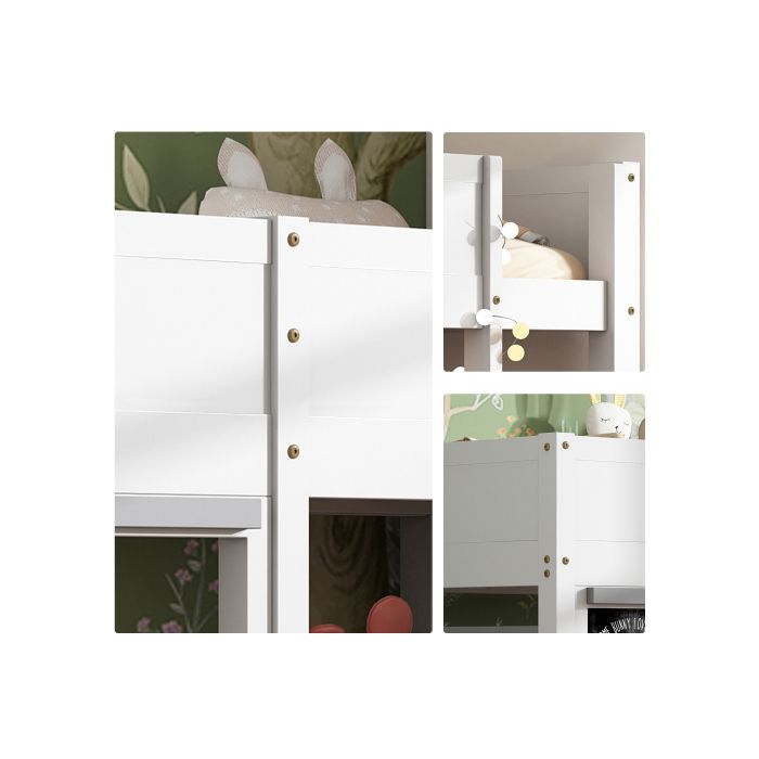 Lit superposé - MUVOE - 90x200 - Blanc - Style scandinave - Design multifonctionnel