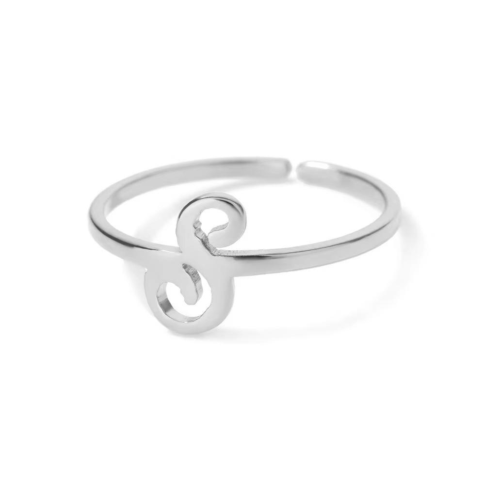 Stylish Adjustable 26-Letter Stainless Steel Ring for Women - A-Z Personalized Initial Finger Ring