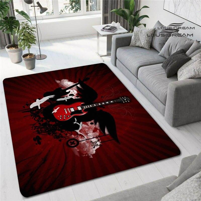 Tappetini stampati in 3D con chitarra colorata per soggiorno, tappeti antiscivolo, camera da letto, comodino, decorazione moderna per la casa, tappetini lavabili