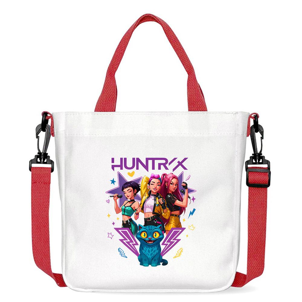 Kids Girls Kpop Hunters Derpy Rumi Zoey Mira Printed Student Lightweight Crossbody Bag Casual Canvas Shoulder Bags