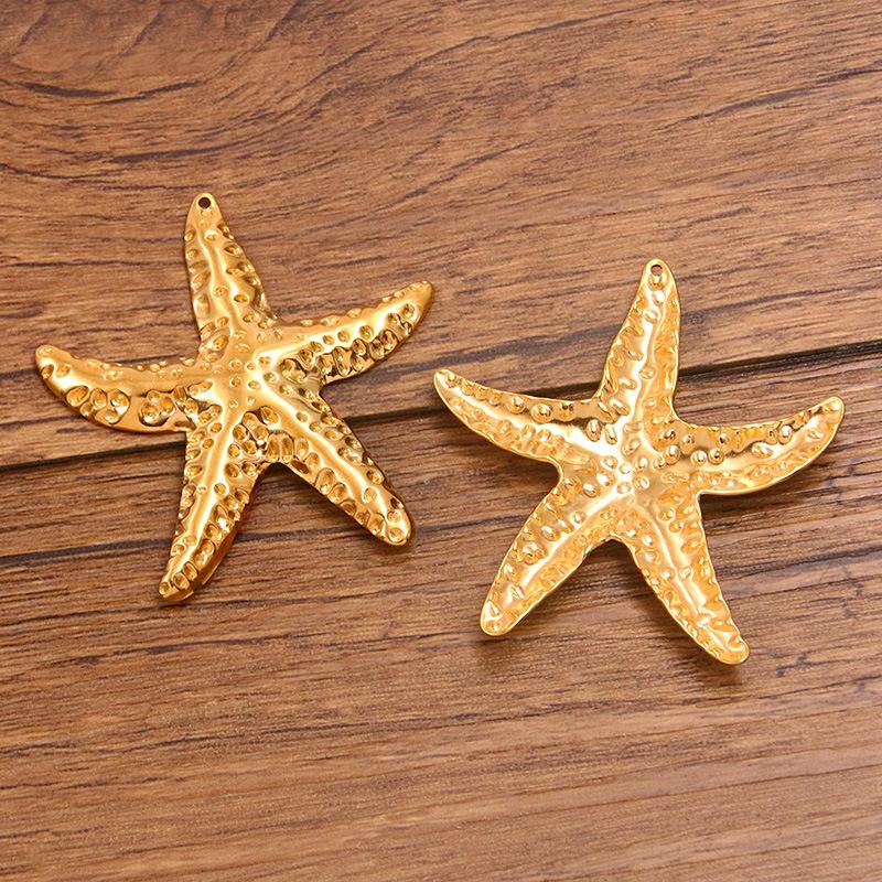 Bi-Color 304 Stainless Steel Starfish Pendant with Real Gold Electroplating