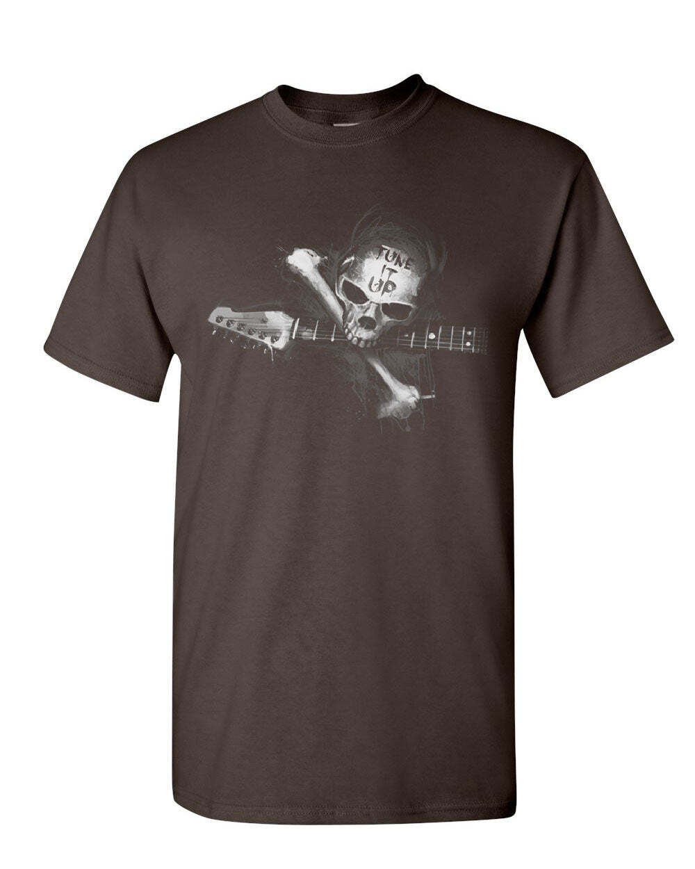 Tune it Up Music T-Shirt Skulls Guitar Death Metal Hard Rock Mens Tee Shirt S разноцветный