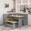 REINE 3 Pcs Dining Set Honey Brown Grey Wood Solid Pine