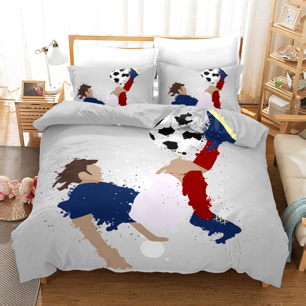 Soccer Duvet Cover Set Football Yin And Yang Pattern Cool Colour Polyester Comforter Cover King Queen Size For Football Player