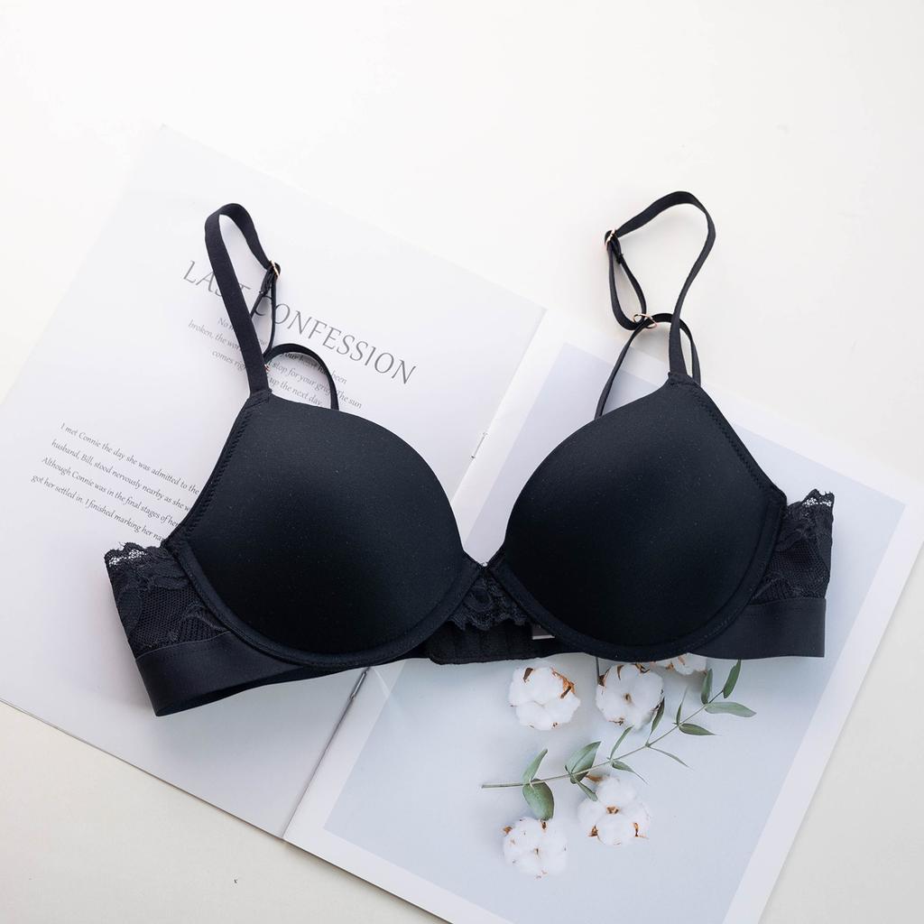 Glossy Simple Lace Polished Girl Bra Small Breasts Gathered Side Closed Beautiful Back Underwear Student Bra Thin
