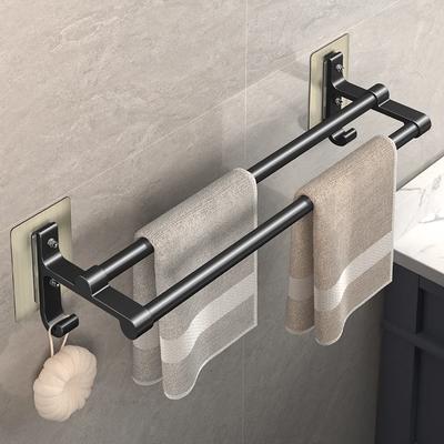 Non Drilling Towel Rack Double-layer Self-adhesive Bathroom Shower Area Bathroom Towel Rack Double Bar