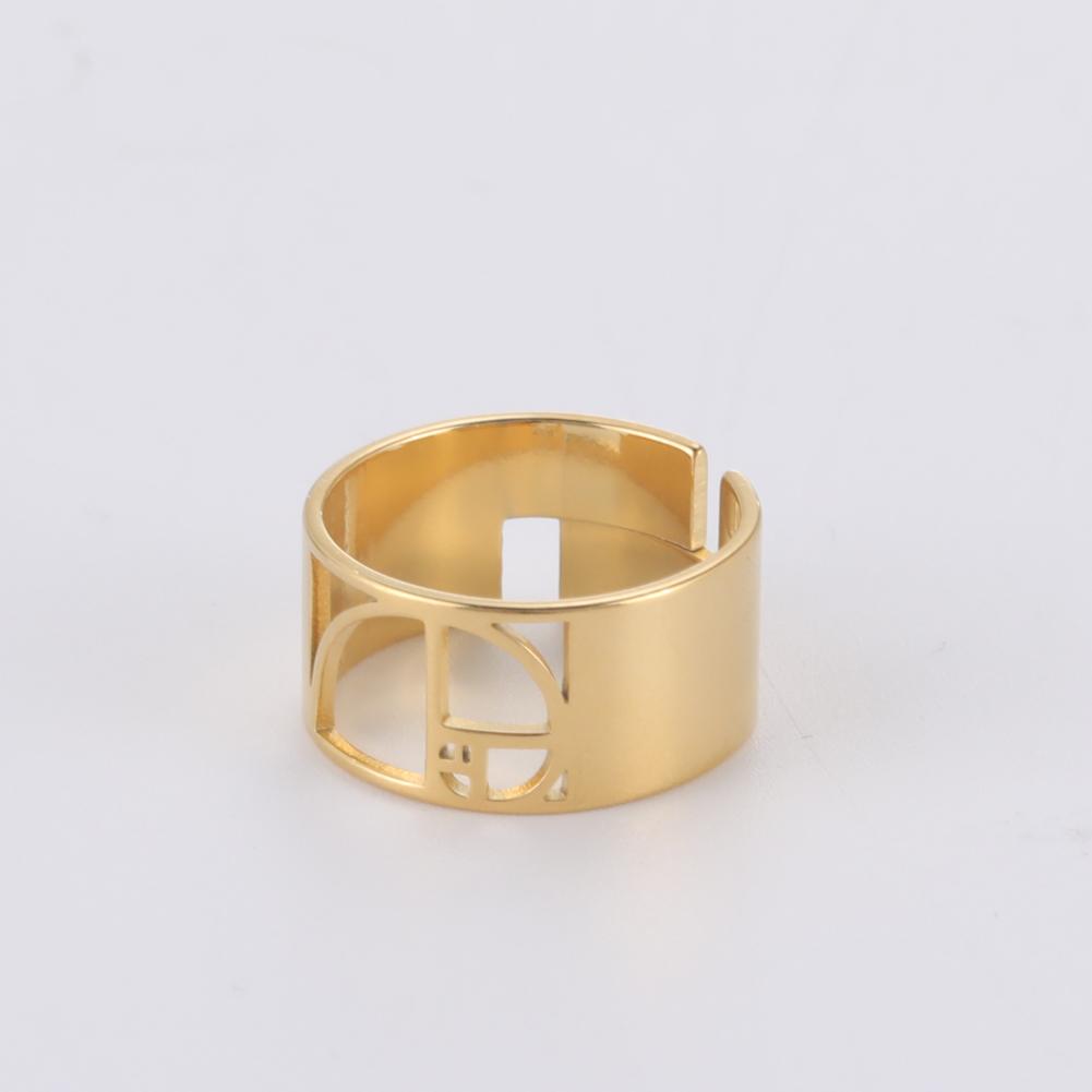 Fibonacci Spiral Golden Ratio Rings for Women Men Sacred Math Geometry Stainless Steel Adjustable Finger Ring Jewelry Gifts