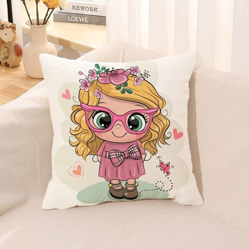 Süßes Mädchen Kleine Prinzessin Bedruckter Kissenbezug Kinderspiel Kinderzimmer Wohnzimmer Sofakissenbezug Heimdeko Geschenk