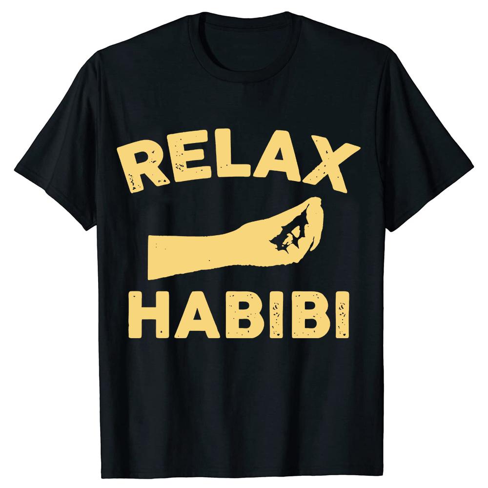 

Relax Habibi Arabic Motivational T-shirts Men Women s Fashion Print Tshirt Loose Oversized Streetwear Hip Hop Unisex T Shirt ... S разноцветный