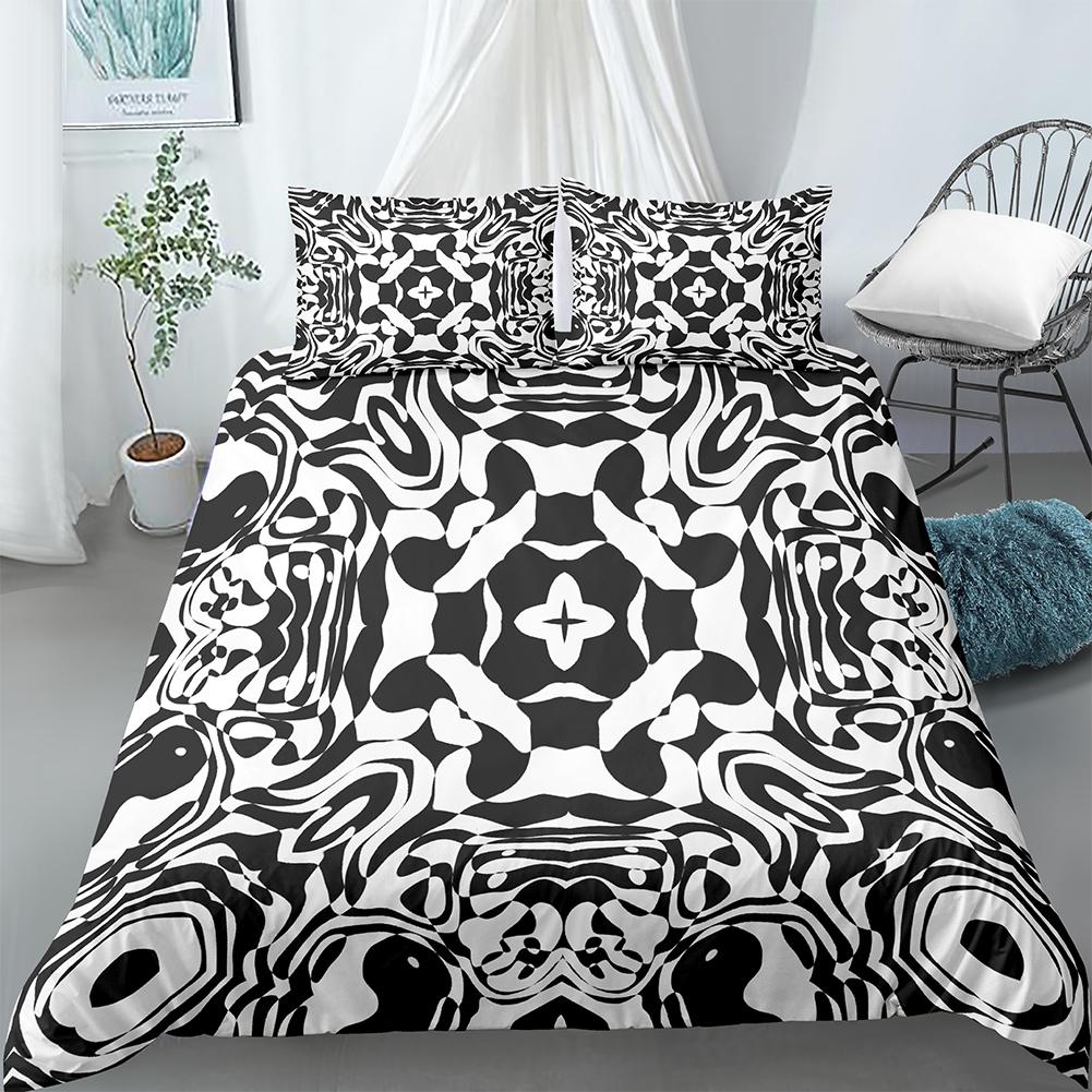 Luxury Boho Style Duvet Cover Geometric Print Bedding Set Quilt Cover with Zipper Closure King Queen Polyester Comforter Cover
