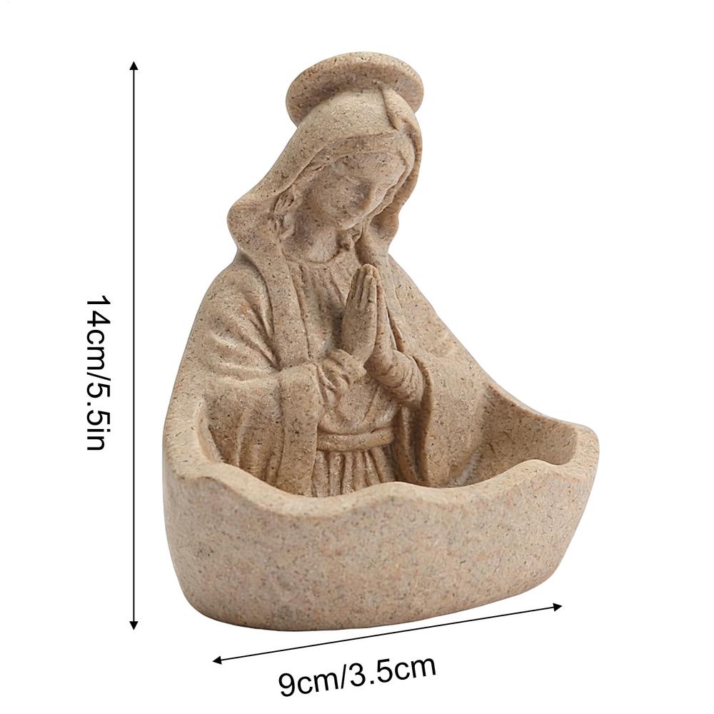 Статуэтка Девы Марии 5,5 дюйма, смола, религиозная католическая фигурка Девы Марии, сцена, миниатюра с бусиной для молитвы, памятный орнамент кофейный