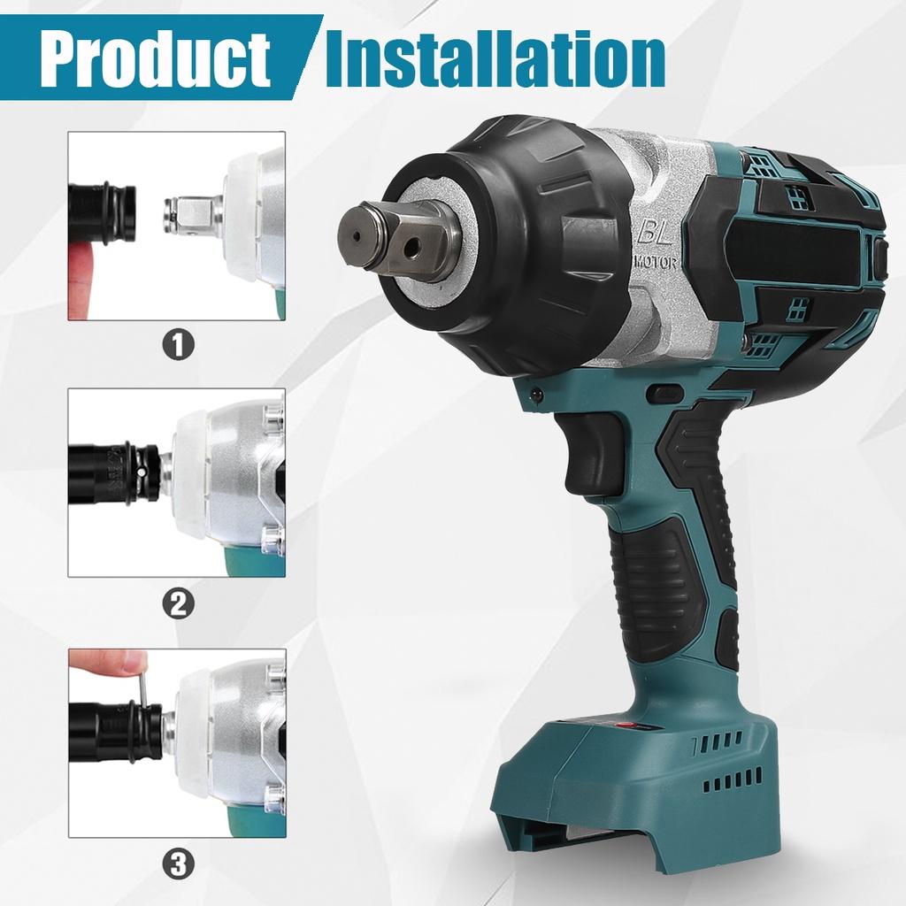 2100N.M 0-3000 IPM 3/4 Inches High Torque Brushless Electric Impact Wrench Cordless Wrench Car Truck Repair Power Tool For 18V Battery