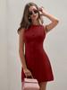 Women Sleeveless Button Front Mini Dress High Neck Solid Color Elegant Casual Shift Dress Summer Outfit
