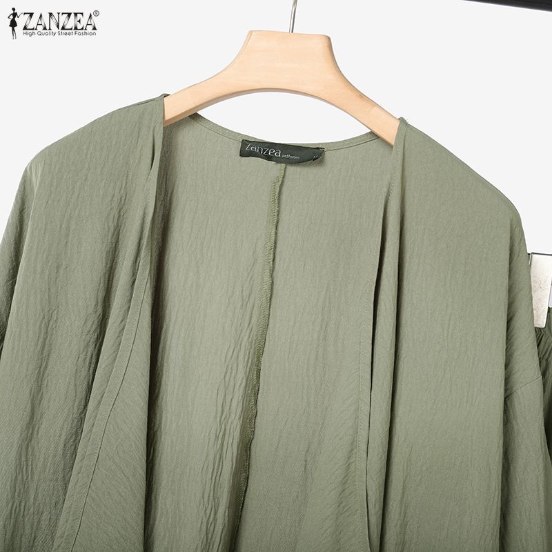 ZANZEA Women Long Cardigan Blouse and Pants Casual Two Piece Suit Sets