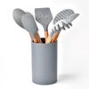 Silicone Kitchen Utensil Set with Wooden Handle