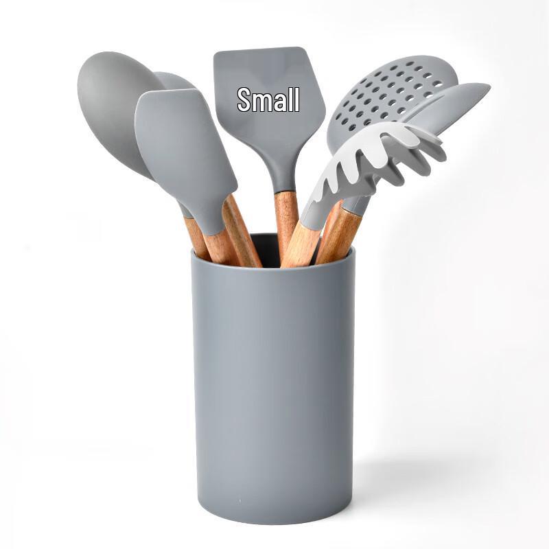 Silicone Kitchen Utensil Set with Wooden Handle