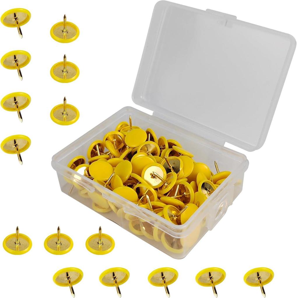 100-Piece Box of Color-Selectable Plastic-Coated T-Pins for Creative Projects, Large-Headed American Pushpins