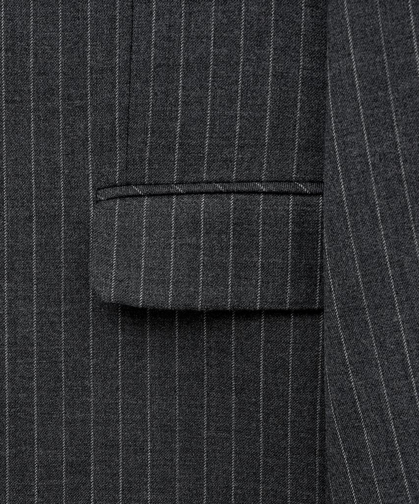 Noirer Wool Striped Tailored Jacket (Grey)