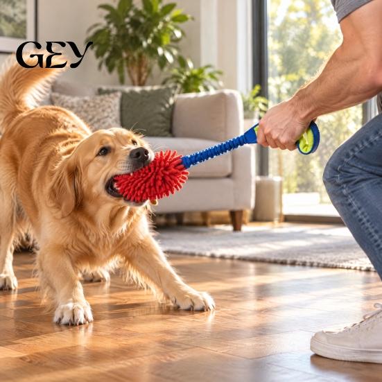 Soft Plush Squeaky Pet Toys Dog Rope Toy, Durable Interactive Tug with Reinforced Handles, for Large Dogs Dental Cleaning Polyester Chew Toy Small