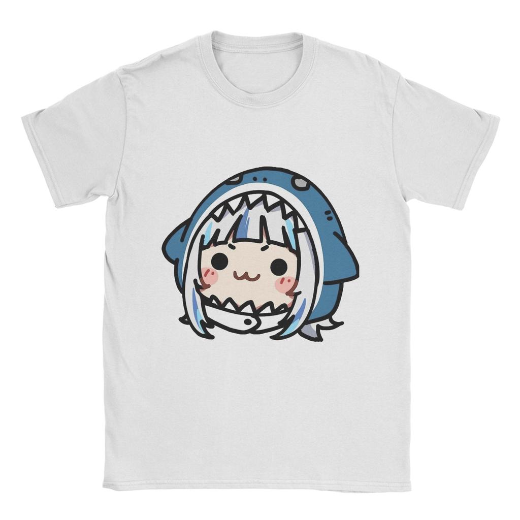 Gawr Gura Chibi T Shirt Beach  Hip Hop T-Shirts Men Pure Cotton Comfortable Oversized Clothes Short-Sleeved Y2K Funny Tshirt