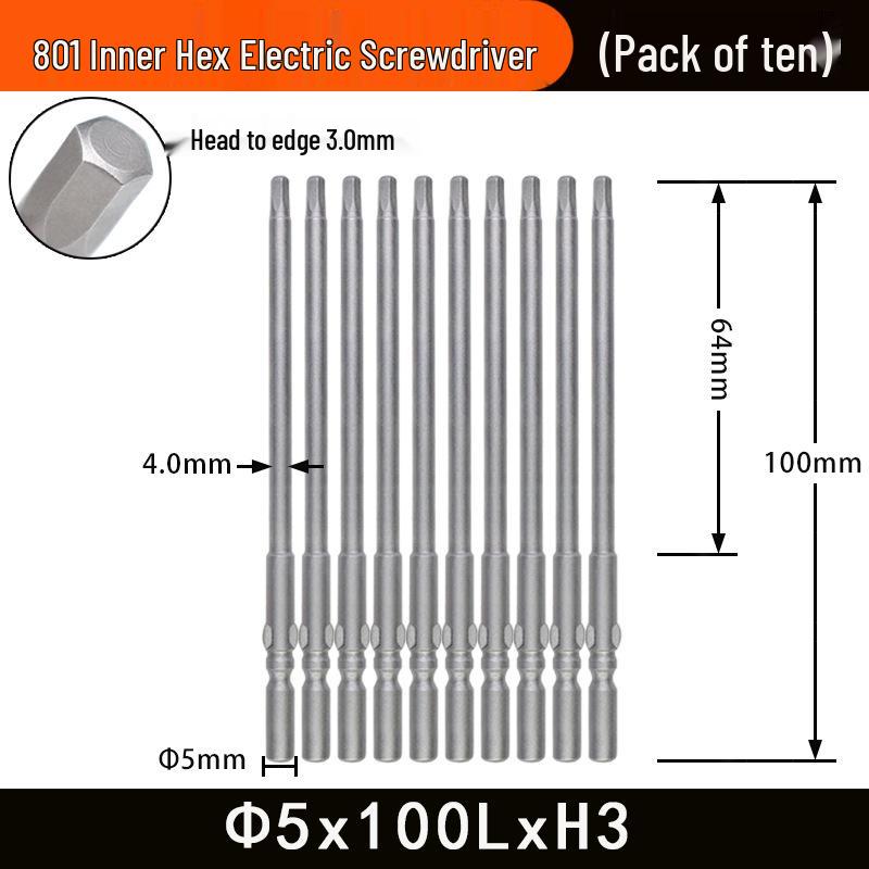 Nigao 801 5mm Hex Socket Electric Screwdriver Bit S2 Hardened Tool