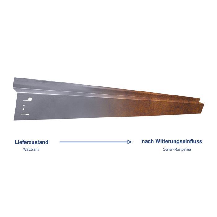 Bordure de Jardin Avec passage de roue - ICH-ZAPFE.DE - 70 x 9,5 cm - Acier corten - Brun
