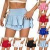 Women Layered High Waist Athletic Mini Skirt Solid Basic Style with Inner Shorts for Sports and Casual Outfits