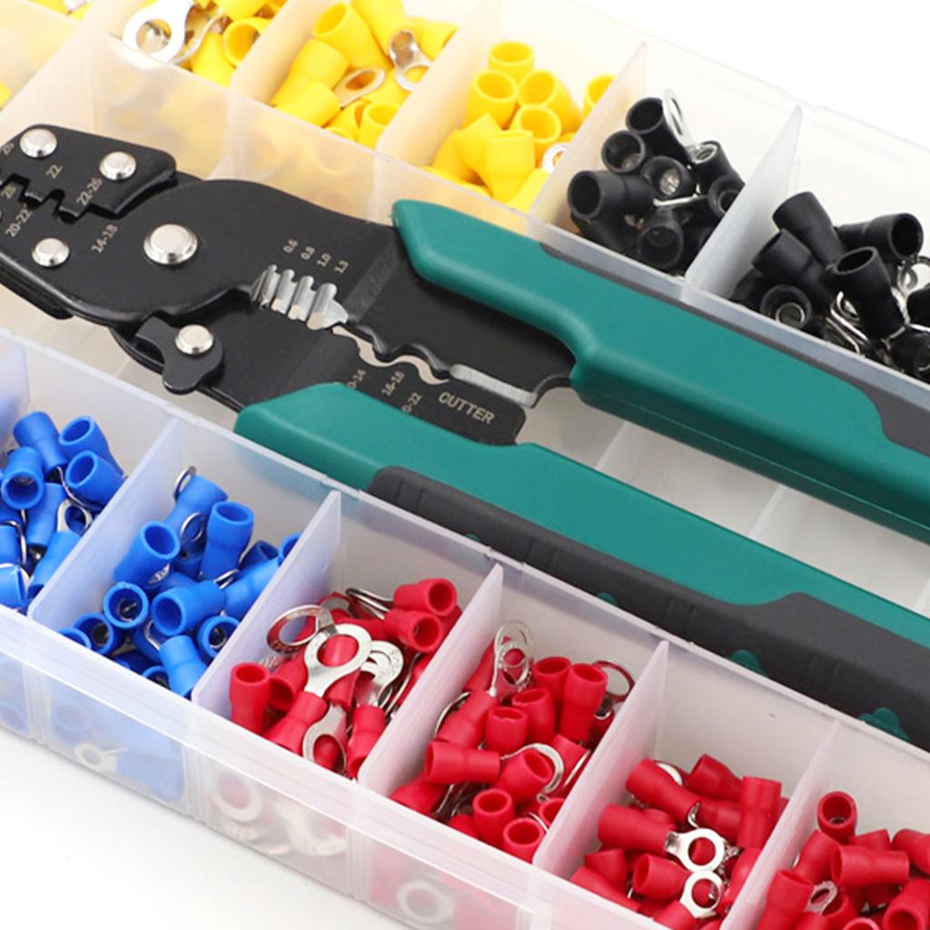 Crimping Tool Kit Wire Crimper with Crimping Pliers 520Pcs Wiring Terminal Wire Cutter and Crimping