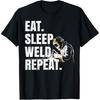 Comer Dormir Soldar Repetir Soldador Metalúrgico Amante de Soldagem Camisetas Humor Streetwear Camiseta Manga Curta Unissex Roupas Largas