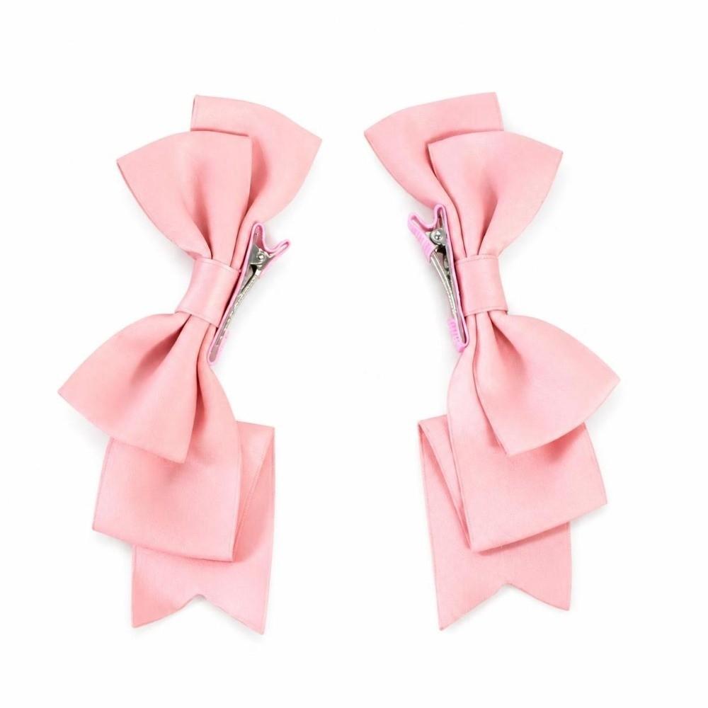 2Pcs Solid Color Bow Hair Clips Lolita Duckbill Clips Cute Bowknot Hairclip Headdress