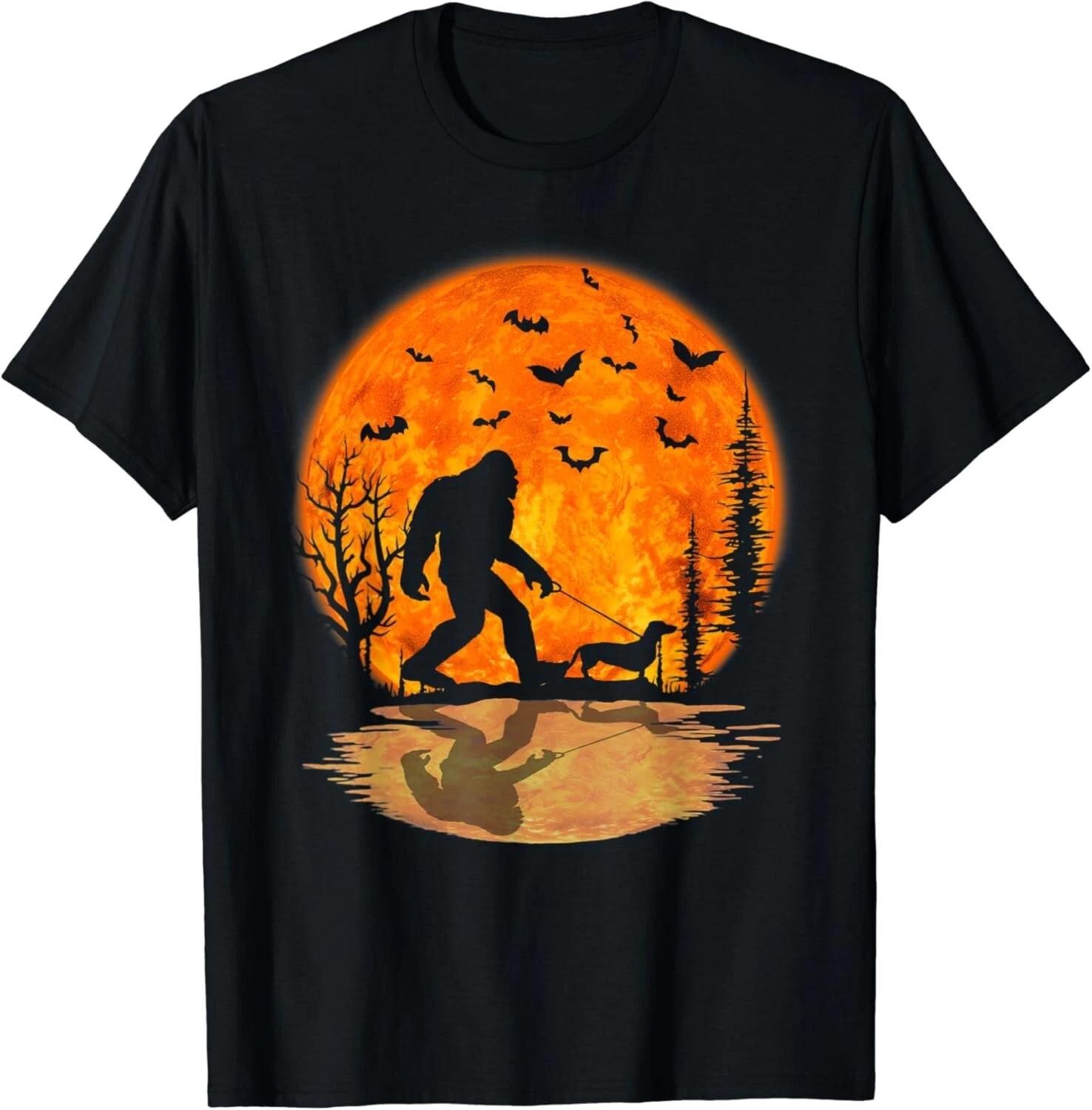 Bigfoot Walking Dachshund Funny Wiener Dog Halloween Gift Unisex T-Shirt 2XL