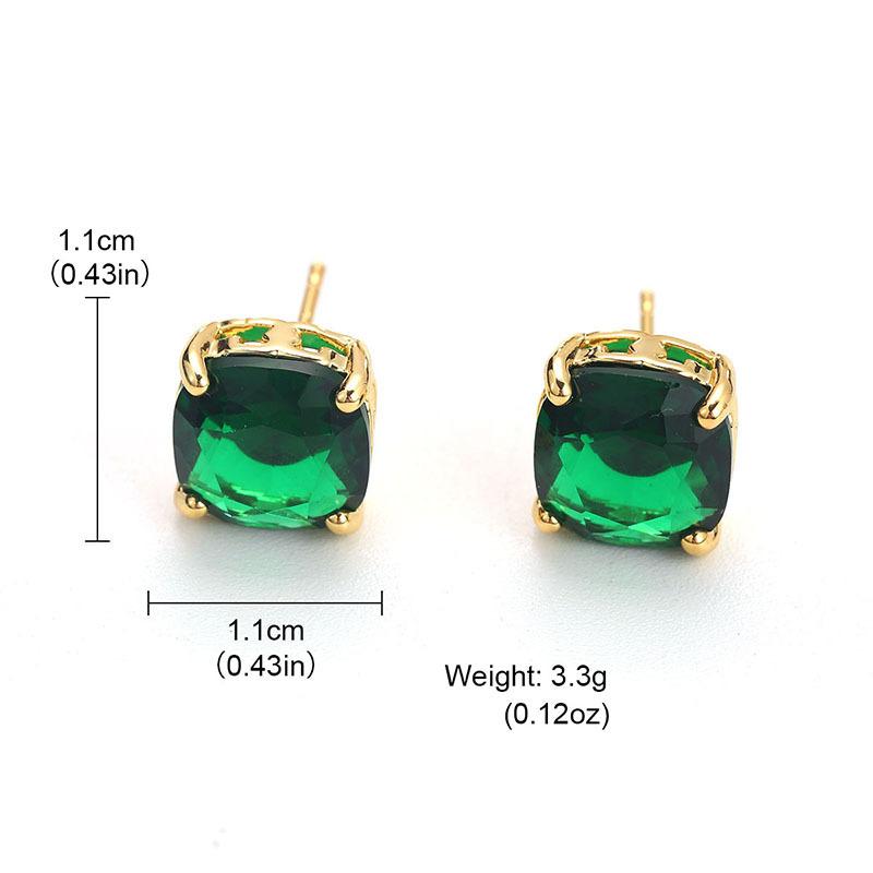 

European and American shining green zircon stud earrings, small fragrant style high-end earrings, temperament retro earrings, niche jewelry